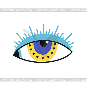 Amulet icon, evil protection magic eye with lashes - vector clip art