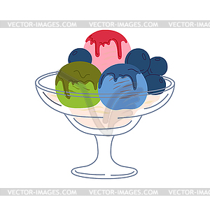 Шарики из домашнего мороженого с виноградом сладкий десерт - изображение в векторе