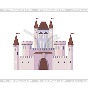 Fortress with brick towers, medieval castle palace - vector clip art