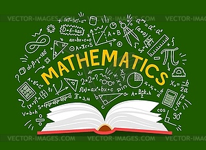 Mathematics textbook and formulas background - stock vector clipart