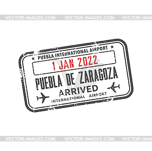 Puebla Zaragoza international passport visa stamp - vector clip art