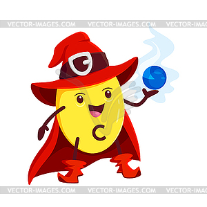 Cartoon vitamin C wizard character, ascorbic acid - vector clipart