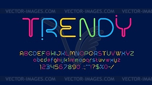 Modern font or type round typeface set - color vector clipart