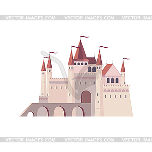 Ancient royal fortress, citadel with stone gate - vector image