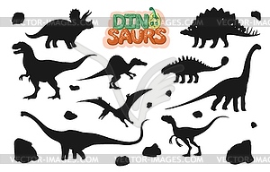 Cartoon dinosaur animal characters silhouettes - vector clipart