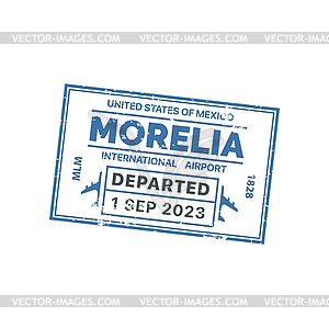 Morelia international passport travel visa stamp - vector clip art