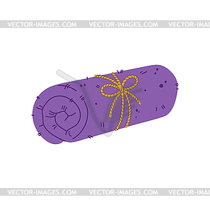 Bound lilac towel with rope fold clean bath fabric - royalty-free vector image