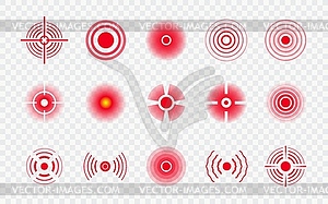 Pain points, sick places localization marks - vector image