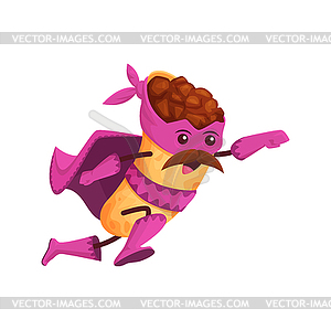 Cartoon tex mex burrito superhero character flying - vector clipart