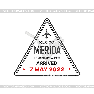 Arrival airport visa, Merida departed stamp - vector clip art