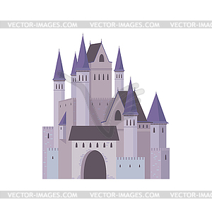 Fairytale castle, fantasy fortress of princess - vector clip art