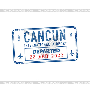 Cancun arrival international airport visa stamp - vector clip art