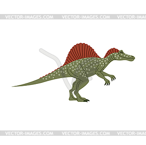 Cartoon Spinosaurus therapod dinosaur, spines back - vector clipart / vector image