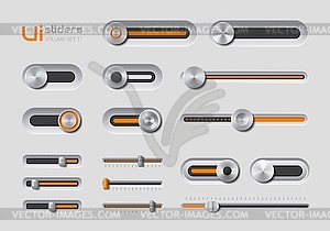 Ui slider bar buttons with adjustable knobs set - vector image