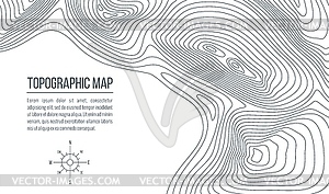 Топографическая карта. Сетка, рельефные контурные линии - векторизованный клипарт