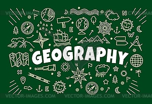 Географический фон со знаками и условными обозначениями карты - клипарт Royalty-Free