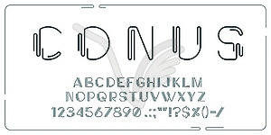 Шрифт Round line, тип circle, английский алфавит - стоковый векторный клипарт