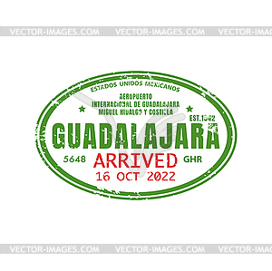 Guadalajara international airport travel stamp - vector clipart