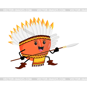 Cartoon peach native american or indian fruit - vector clip art