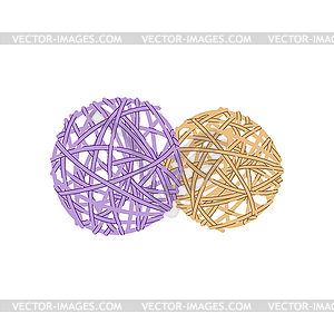 Wicker rattan balls table wedding party decoration - vector image