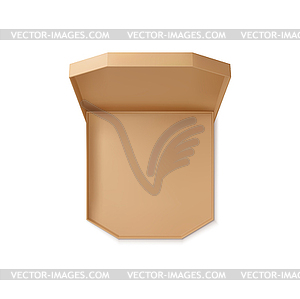 Realistic pizza box, ecological cardboard package - vector image