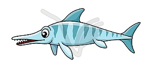 Cartoon ichthyosaurus dinosaur reptile character - vector image