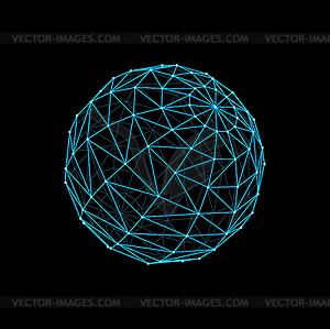 3d футуристический шар, каркасная форма сферы - иллюстрация в векторном формате