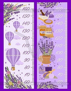 Height chart ruler with lavender, growth meter - vector clipart / vector image