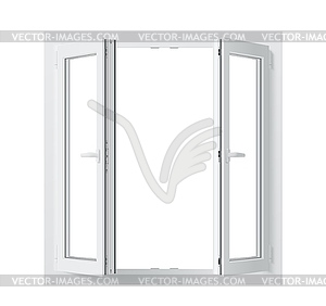 Realistic pvc window with clear glass panes, 3d - vector clipart