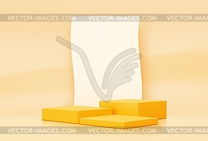 Yellow podium, 3d realistic platform or pedestal - vector clip art