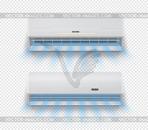 Realistic conditioner split unit cold air flow - vector clipart