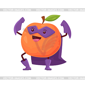 Cartoon orange fruit superhero citrus character - vector clipart