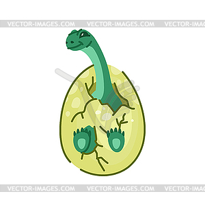 Маленький динозаврик в яичной скорлупе, животное-динозавр - изображение векторного клипарта