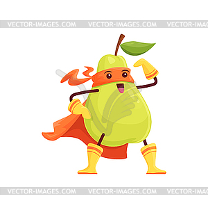Мультяшный плод груши супергеройский персонаж забавное растение - изображение в формате EPS