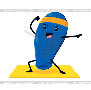 Cartoon honey berry character on yoga or pilates - vector image