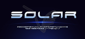 Modern futuristic space font, galactic alphabet - vector clipart