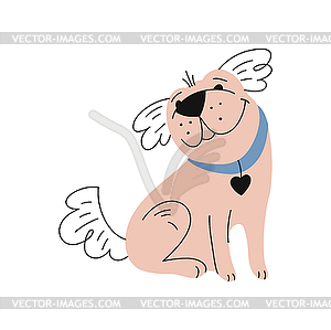 Милый собачий каракуль, дизайн персонажа мультяшного щенка - векторная иллюстрация
