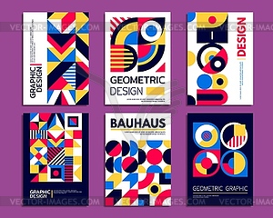 Абстрактные геометрические фигуры, плакат баухауза - векторный эскиз