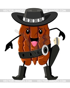 Cartoon pecan nut cowboy character, ranger - vector image