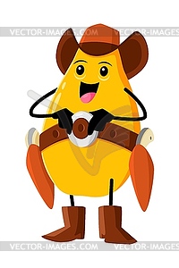 Cartoon mango tropical fruit cowboy or ranger - vector image