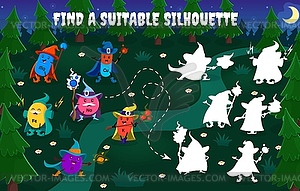 Find suitable silhouette cartoon mineral wizards - vector image