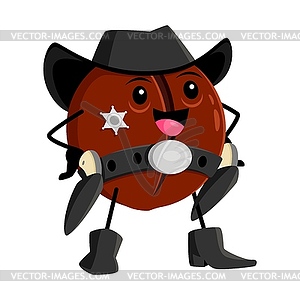 Cartoon macadamia nut ranger or sheriff character - vector image