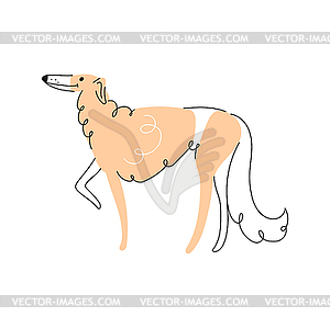 Afghan hound dog doodle, cartoon puppy character - vector clipart