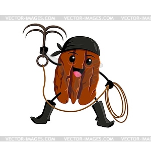 Cartoon pecan nut pirate or corsair character - vector image