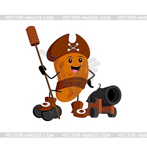 Cartoon potato pirate and corsair veg character - vector image