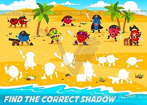 Find correct shadow of berry pirates on island - vector image
