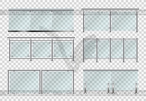 Стеклянное ограждение, перила, реалистичные перила балюстрады - изображение векторного клипарта
