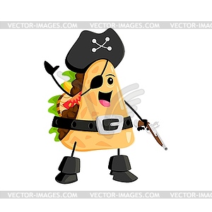 Cartoon quesadilla pirate and corsair tex mex - vector clipart