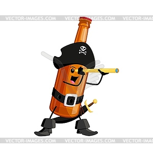 Персонаж мультяшного напитка мескаль пират и корсар - иллюстрация в векторном формате