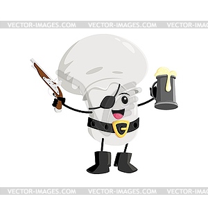 Cartoon champignon mushroom pirate and corsair - vector clipart